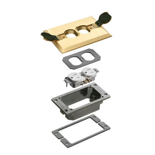 Arlington FLBCF101MBTK, Brass Cover Trim Kit with Flip Lids, 1-Gang, Recommended for New Concrete