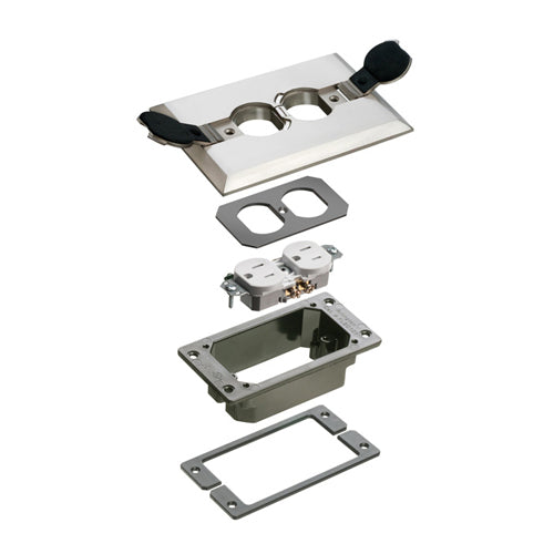 Arlington FLBCF101NLTK, Nickel-Plated Brass Cover Trim Kit with Flip Lids, 1-Gang, Recommended for New Concrete