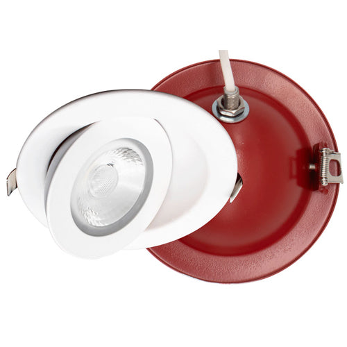 Lotus FR-LED-4-S9W-5CCT-FG-WH, 4" Round Fire Rated Floating Gimbal Recessed LED, 5CCT, 9W, 120VAC, 90+ CRI, White Trim