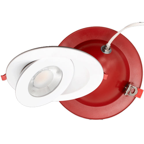 Lotus FR-LED-6-S15W-5CCT-FG-WH, 6" Round Fire Rated Floating Gimbal Recessed LED, 5CCT, 15W, 120VAC, 90+ CRI, White Trim