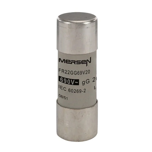 Mersen FR22GG69V20, gG Cylindrical Fuse-Links, Size 22x58mm, 690VAC/250VDC, 20A