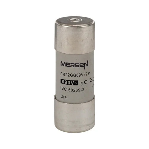 Mersen FR22GG69V32P, gG Cylindrical Fuse-Links, Size 22x58mm, 690VAC/250VDC, 32A, With Striker