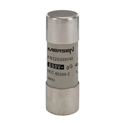 Mersen FR22GG69V40, gG Cylindrical Fuse-Links, Size 22x58mm, 690VAC/250VDC, 40A