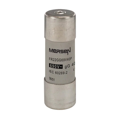 Mersen FR22GG69V40P, gG Cylindrical Fuse-Links, Size 22x58mm, 690VAC/250VDC, 40A, With Striker