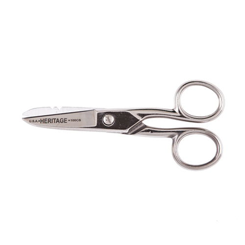Klein Tools G100CS, Electrician Scissor, Stripping Notches, Serrated