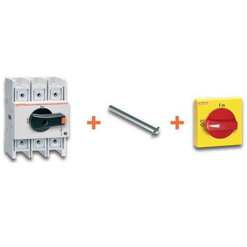 Lovato GA063KIT, 3 Pole 600V 63A Disconnect Kit, Suitable as Motor Disconnect,Disconnect, 200mm Shaft, Padlockable GAX63 Handle Included