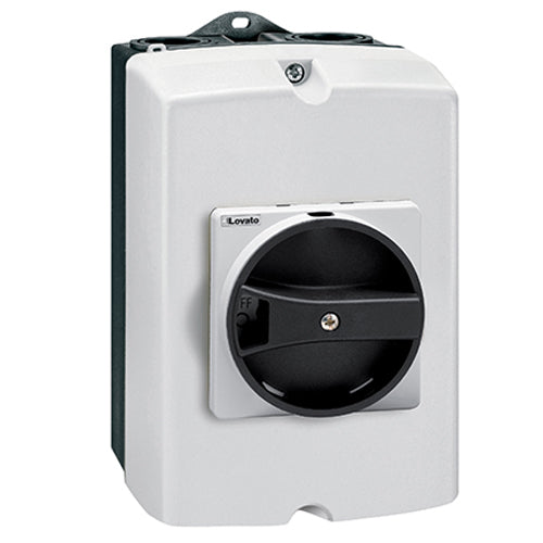 Lovato GAZ1BUL, Empty Plastic Enclosure with Rotating Black Handle, For Switch Disconnectors, For GA016A-GA040A and GA040D, UL/CSA Type 4/4X, Complete with Shaft Extension, Enclosure Dimensions: 100x168x97mm/3.9x6.6x3.8''