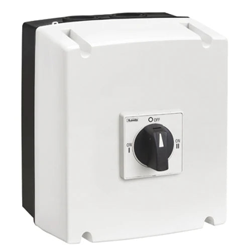 Lovato GAZ063SAET6, Three-Pole Plastic Enclosured Line Changeover Switch (I-0-II) with Rotating Black Handle, UL/CSA Type 4/4X, 63A, Enclosure Dimensions: 175x210x149mm/6.9x8.3x5.9''