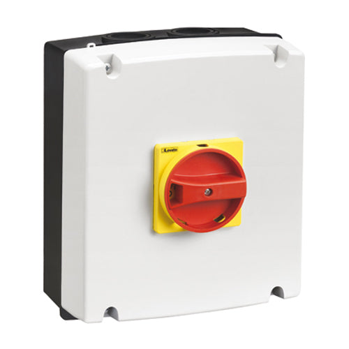 Lovato GAZ063SAUL, 3 Pole 63A 600V, IP65 NEMA Type 4/4X Non-Metallic Enclosed Switch Disconnector with Red/Yellow Handle, UL/CSA approved