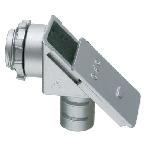 Arlington GF850, 1/2" 90° Connector with Sliding Cover, Zinc die-cast, Silver