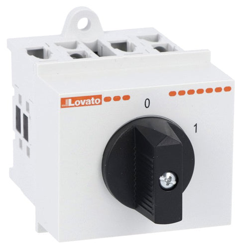 Lovato GX1692O48, Rotary Cam Switch GX Series, ON-OFF Switch 4 Poles 16A, Modular Service Cover for 35mm DIN Rail Mounting with Black Handle, Front Plate 45X54mm
