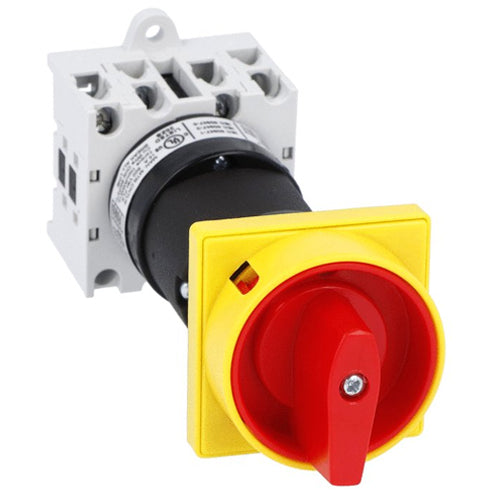 Lovato GX2092O88, Rotary Cam Switch GX Series, ON-OFF Switch 4 Poles 20A, For Rear Mounting with Red/Yellow Handle Padlockable In 0, Door Coupling and Protection Covers, Front Plate 48X48mm