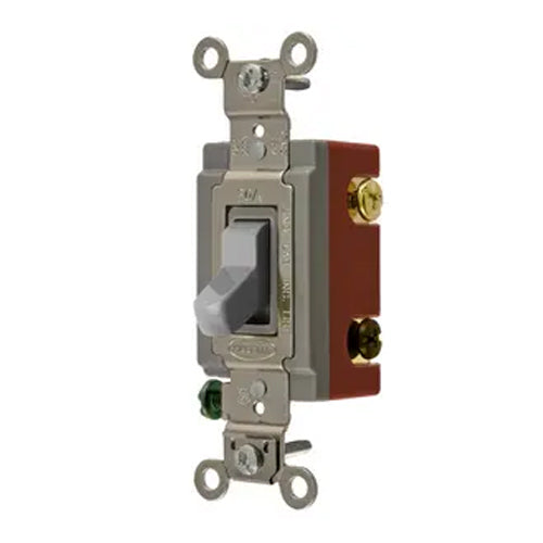 Hubbell HBL1224GY, Extra Heavy Duty Industrial Series, Toggle Switch, Four Way, 20A 120/277V AC, Back and Side Wired, Gray