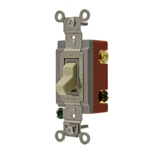 Hubbell HBL1224I, Extra Heavy Duty Industrial Series, Toggle Switch, Four Way, 20A 120/277V AC, Back and Side Wired, Ivory