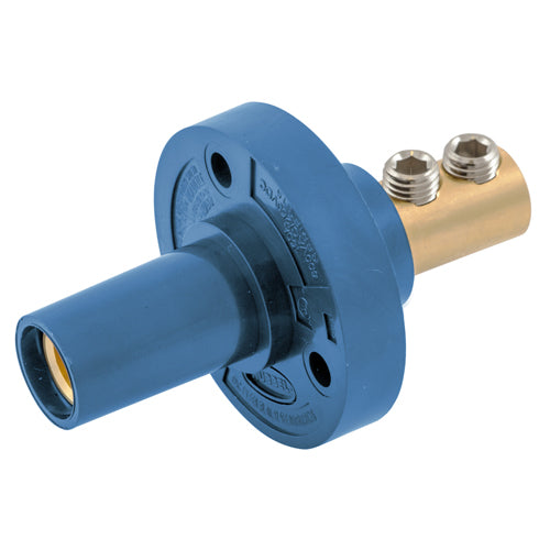 Hubbell HBL15FRBL, Series 15 Single Pole, Female Receptacle, Double Set Screw, Through Hole Mounting, 150A 600V AC/DC, Blue