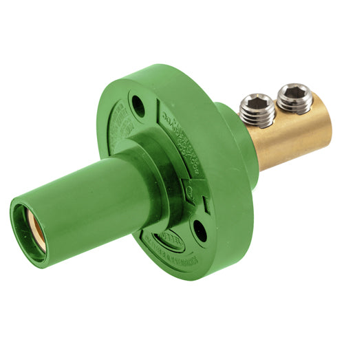 Hubbell HBL15FRGN, Series 15 Single Pole, Female Receptacle, Double Set Screw, Through Hole Mounting, 150A 600V AC/DC, Green