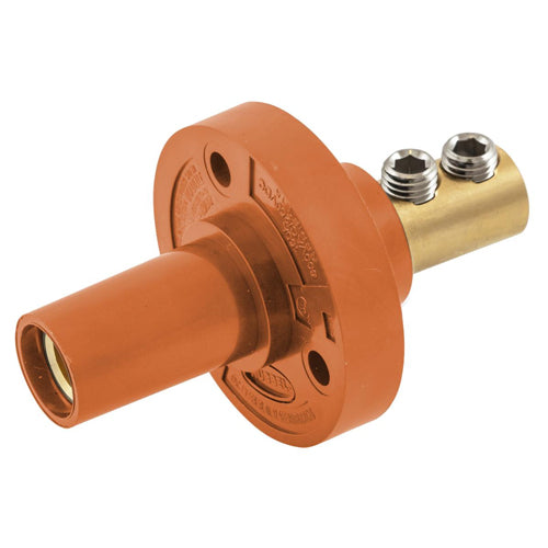 Hubbell HBL15FRO, Series 15 Single Pole, Female Receptacle, Double Set Screw, Through Hole Mounting, 150A 600V AC/DC, Orange