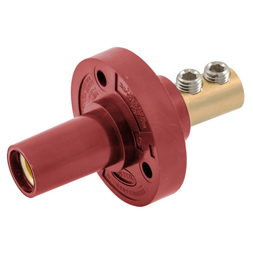 Hubbell HBL15FRR, Series 15 Single Pole, Female Receptacle, Double Set Screw, Through Hole Mounting, 150A 600V AC/DC, Red
