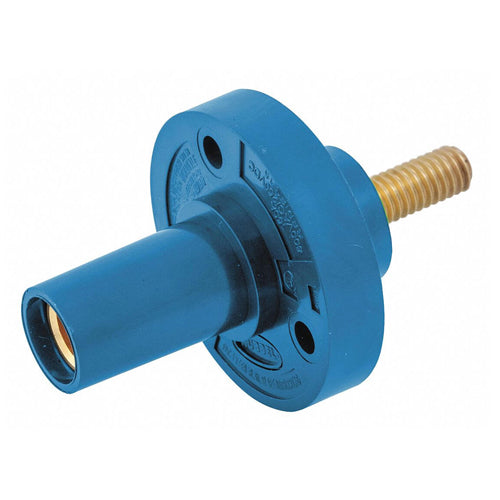 Hubbell HBL15FRSBL, Series 15 Single Pole, Female Receptacle, Stud Type, Through Hole Mounting, 150A 600V AC/DC, Blue