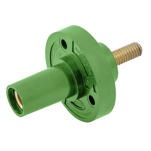 Hubbell HBL15FRSGN, Series 15 Single Pole, Female Receptacle, Stud Type, Through Hole Mounting, 150A 600V AC/DC, Green