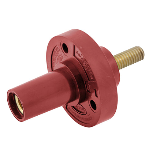 Hubbell HBL15FRSR, Series 15 Single Pole, Female Receptacle, Stud Type, Through Hole Mounting, 150A 600V AC/DC, Red