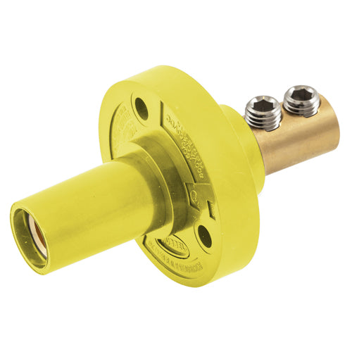 Hubbell HBL15FRY, Series 15 Single Pole, Female Receptacle, Double Set Screw, Through Hole Mounting, 150A 600V AC/DC, Yellow