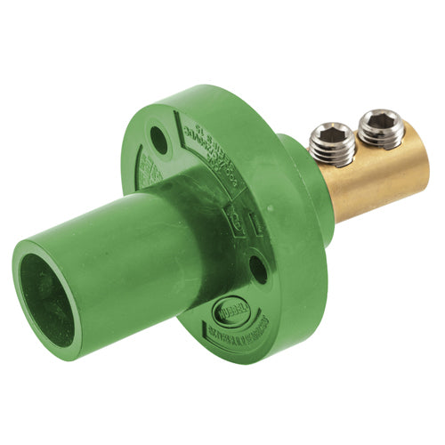 Hubbell HBL15MRGN, Series 15 Single Pole, Male Receptacle, Double Set Screw, Through Hole Mounting, 150A 600V AC/DC, Green