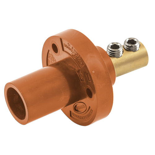 Hubbell HBL15MRO, Series 15 Single Pole, Male Receptacle, Double Set Screw, Through Hole Mounting, 150A 600V AC/DC, Orange