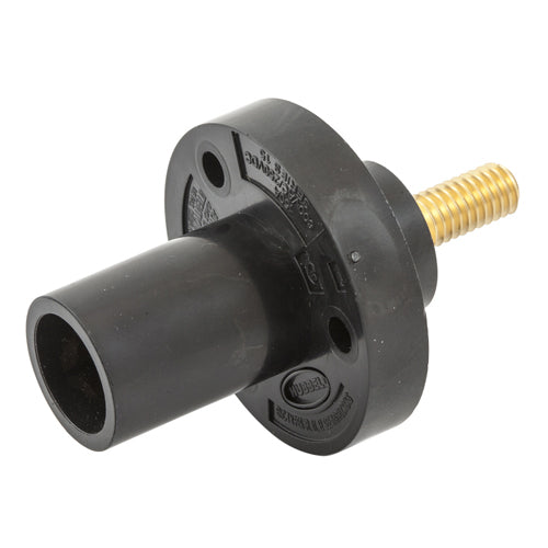 Hubbell HBL15MRSBK, Series 15 Single Pole, Male Receptacle, Stud Type, Through Hole Mounting, 150A 600V AC/DC, Black