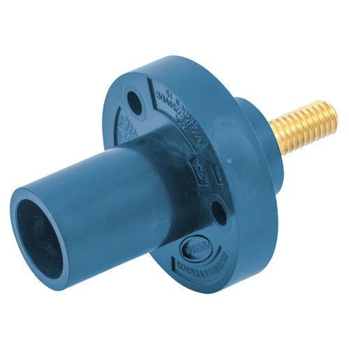 Hubbell HBL15MRSBL, Series 15 Single Pole, Male Receptacle, Stud Type, Through Hole Mounting, 150A 600V AC/DC, Blue