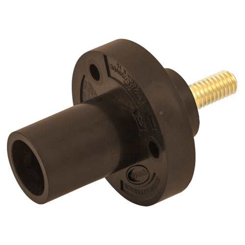 Hubbell HBL15MRSBN, Series 15 Single Pole, Male Receptacle, Stud Type, Through Hole Mounting, 150A 600V AC/DC, Brown