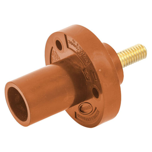 Hubbell HBL15MRSO, Series 15 Single Pole, Male Receptacle, Stud Type, Through Hole Mounting, 150A 600V AC/DC, Orange