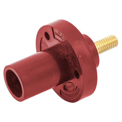 Hubbell HBL15MRSR, Series 15 Single Pole, Male Receptacle, Stud Type, Through Hole Mounting, 150A 600V AC/DC, Red