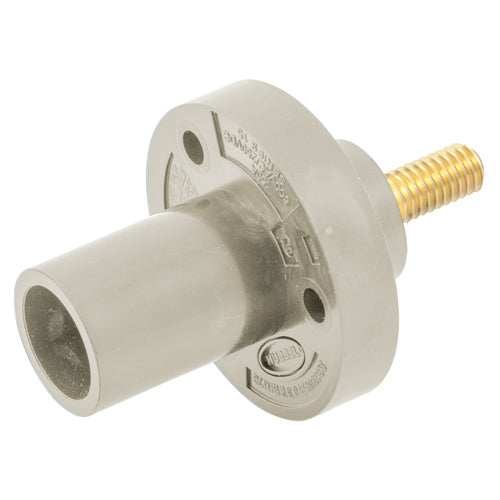 Hubbell HBL15MRSW, Series 15 Single Pole, Male Receptacle, Stud Type, Through Hole Mounting, 150A 600V AC/DC, White