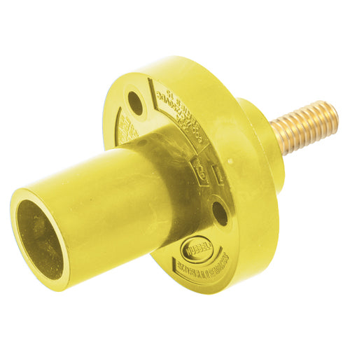 Hubbell HBL15MRSY, Series 15 Single Pole, Male Receptacle, Stud Type, Through Hole Mounting, 150A 600V AC/DC, Yellow