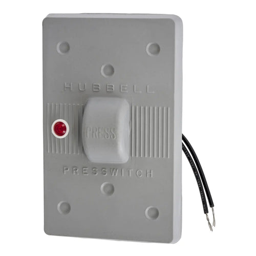Hubbell HBL1785, Weatherproof Wallplates with 125V Red Pilot Light for PresSwitch Switches, Fits Only FS/FD Boxes, Gray