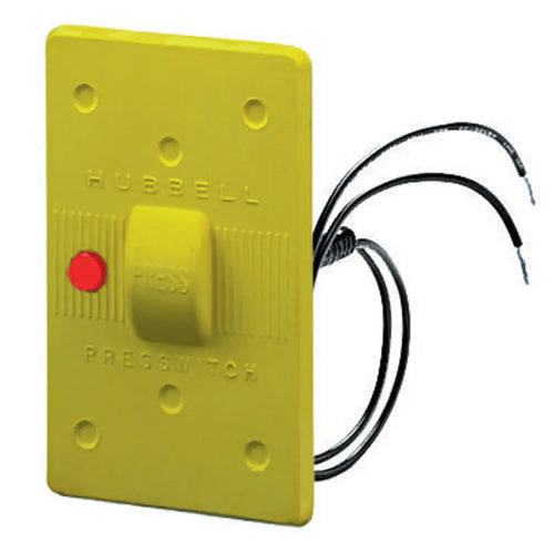 Hubbell HBL17CM85, Weatherproof Wallplates with 125V Red Pilot Light for PresSwitch Switches, Fits Only FS/FD Boxes, Yellow