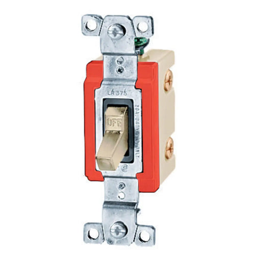 Hubbell HBL18221ICN, Extra Heavy Duty Industrial Series, Toggle Switch, Single Pole, 20A, 347VAC, Ivory