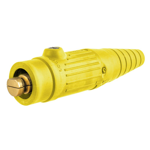 Hubbell HBL18300MY, Series 18 Single Pole, Male Inline Plug, 300A 600V AC/DC, Thermoplastic Elastomer, Yellow