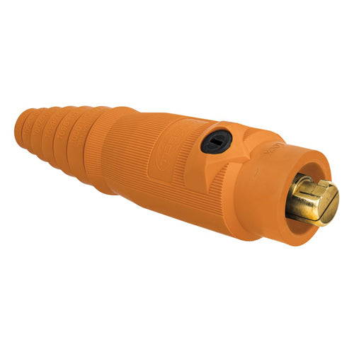 Hubbell HBL18400MO, Series 18 Single Pole, Male Inline Plug, 400A 600V AC/DC, Thermoplastic Elastomer, Orange