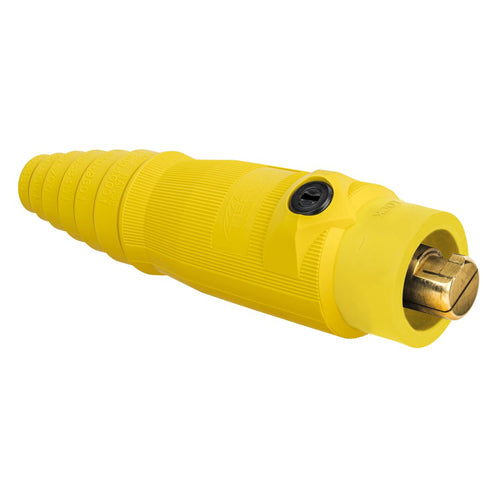 Hubbell HBL18400MY, Series 18 Single Pole, Male Inline Plug, 400A 600V AC/DC, Thermoplastic Elastomer, Yellow