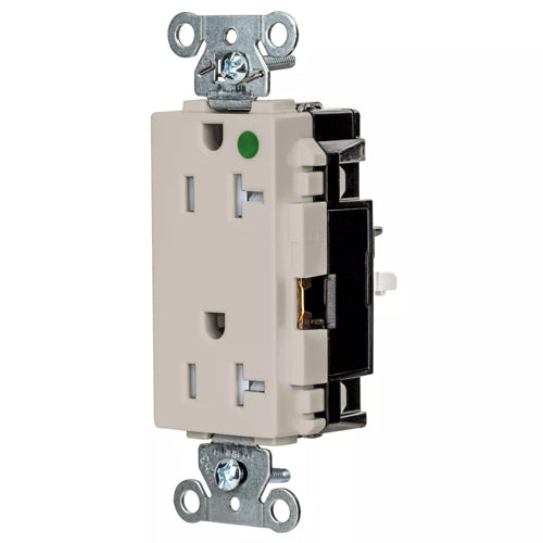 Hubbell HBL2182STLATR, EdgeConnect HBL Extra Heavy Duty Max Receptacles, Style Line Decorator, Tamper Resistant, Hospital Grade, Spring Termination, 20A 125V, 5-20R, 2-Pole 3-Wire Grounding, Light Almond
