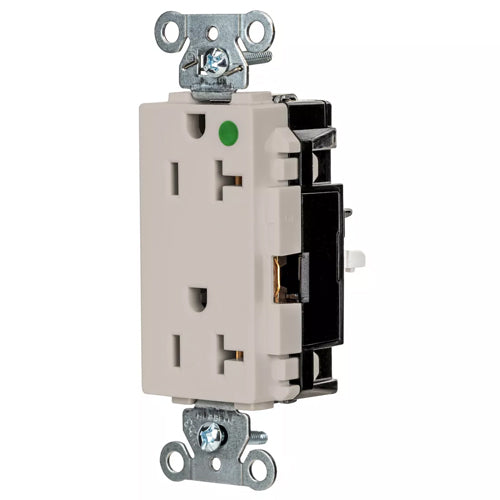 Hubbell HBL2182STLA, EdgeConnect HBL Extra Heavy Duty Max Receptacles, Style Line Decorator, Hospital Grade, Spring Termination, 20A 125V, 5-20R, 2-Pole 3-Wire Grounding, Light Almond