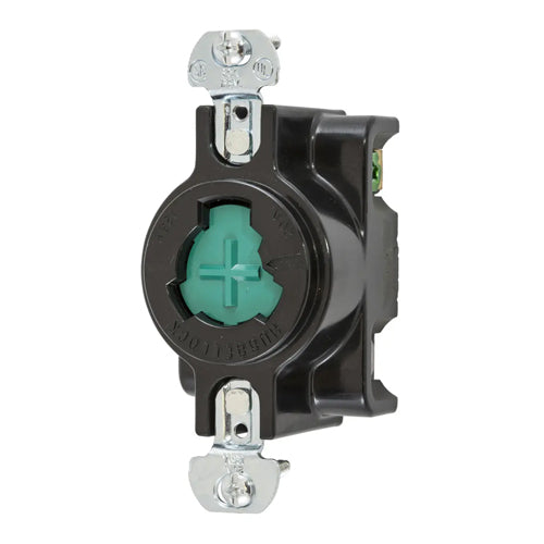 Hubbellock® HBL23030, Flush Receptacle, Black Phenolic, Back Wired, 20A 125V, 2-Pole 3-Wire Grounding