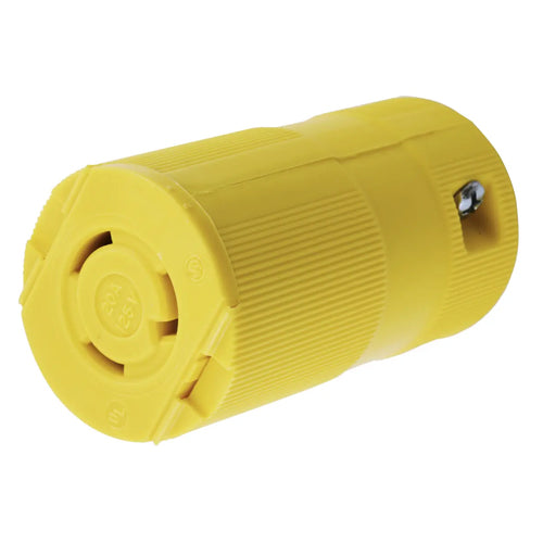 Hubbell HBL2313VY, Valise Female Connector Bodies, Yellow Nylon, 20A 125V, L5-20R, 2-Pole 3-Wire Grounding