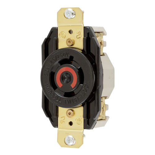 Hubbell HBL2410RT, Single Flush Receptacles, Ring Terminal Connection, 20A 125/250V, L14-20R, 3-Pole 4-Wire Grounding