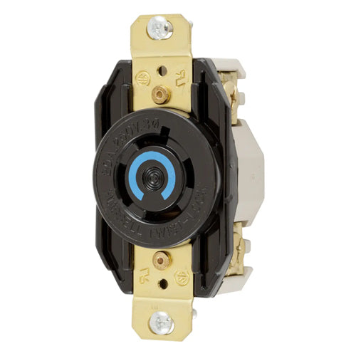 Hubbell HBL2420RT, Single Flush Receptacles, Ring Terminal Connection, 20A 250V, L15-20R, 3-Pole 4-Wire Grounding