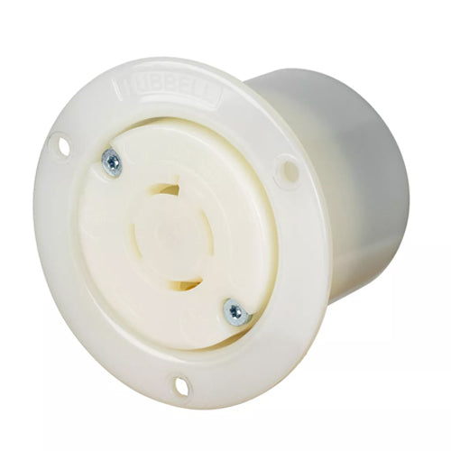 Hubbell HBL2436ST, Insulgrip Flanged Receptacles, Nylon Casing, Back Wire, Spring Termination, 20A 480V, L16-20R, 3-Pole 4-Wire Grounding