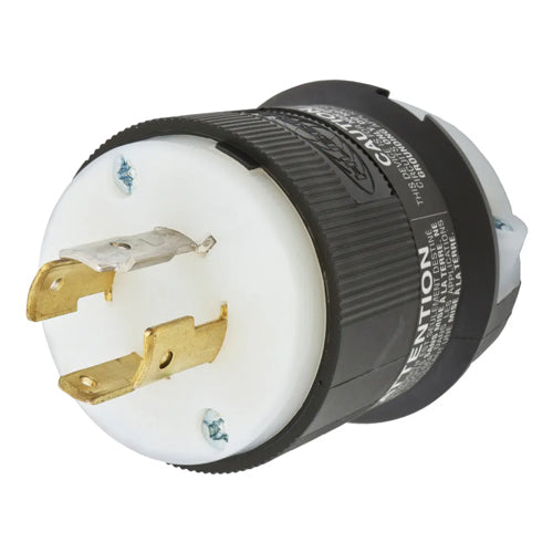 Hubbell HBL2441, Male Plugs, Black and White Nylon, 20A 120/208V, L18-20P, 3 Phase, 4-Pole 4-Wire Non-Grounding