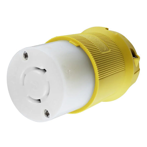 Hubbell HBL24CM33, Insulgrip Connector Bodies, Corrosion Resistant, Yellow Nylon, 20A 480V, L16-20R, 3-Pole 4-Wire Grounding